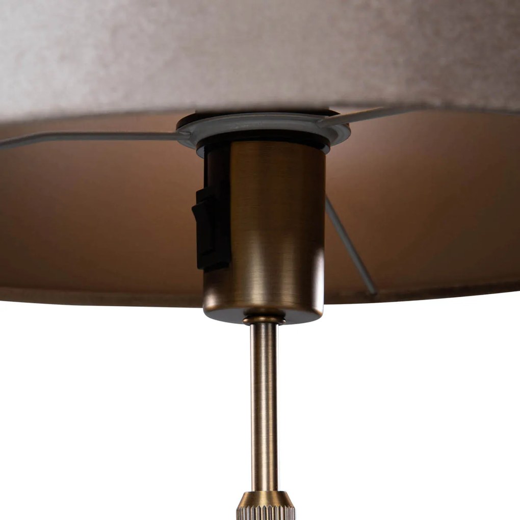 Tafellamp brons met velours kap taupe 35cm - Parte Modern, Klassiek / Antiek E27 rond Binnenverlichting Lamp