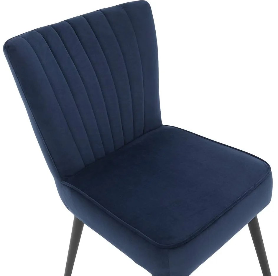 Goossens Eetkamerstoel Rob blauw velvet stof leuning, urban industrieel