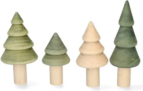 Stekers voor jaarring, hout, bomen, set van 4