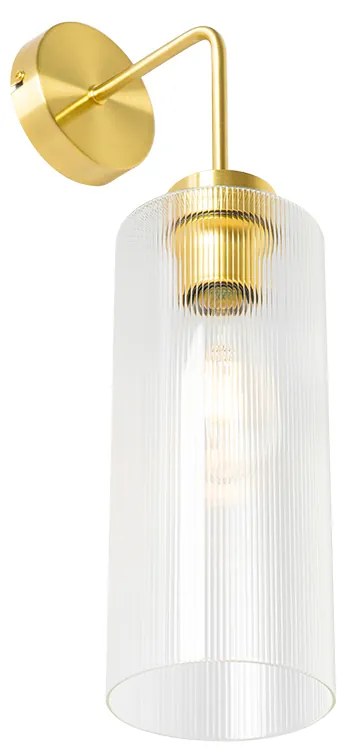 Art Deco wandlamp goud met glas - Laura