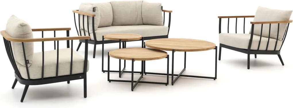 Stoel-bank loungeset Apple Bee | 5 personen | Loungeset Zwart | Aluminium | Kees Smit Tuinmeubelen