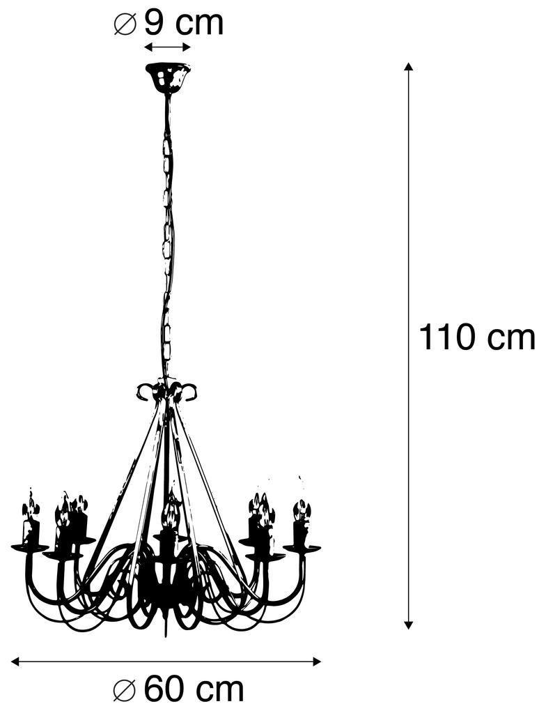Eettafel / Eetkamer Klassieke kroonluchter crème 8-lichts - Giuseppe Klassiek / Antiek, Landelijk / Rustiek E14 rond Binnenverlichting Lamp