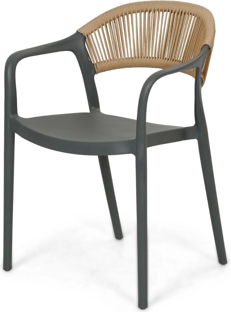 Tuinset Ronde Tuintafel 6 personen 150 cm Kunststof Grijs  Domani Furniture Toscano/Arancia