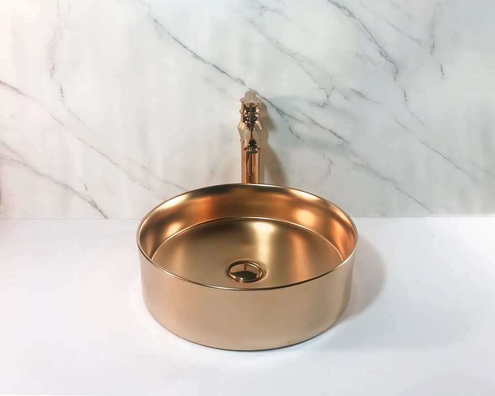 Saniclear Ruby waskom mat rose goud 35x12cm