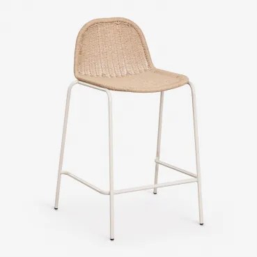 Stapelbare Hoge Kruk Van Synthetisch Riet Reiven ↑65 Cm & Tapioca Beige - Sklum