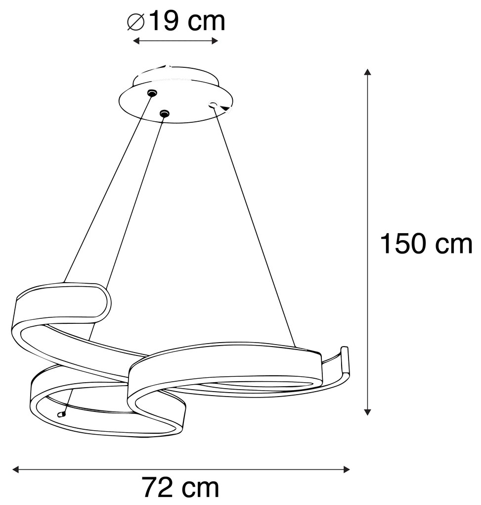 Eettafel / Eetkamer Design hanglamp staal incl. LED 3-staps dimbaar - Frank Design Binnenverlichting Lamp