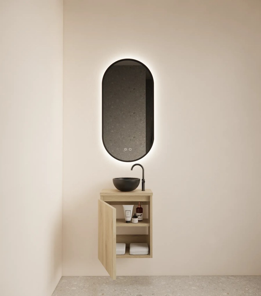 Gliss Design Echo toiletmeubel 40cm castle eiken met toppaneel zwart mat