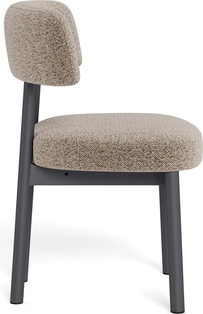 Mazzoni TORAY Latte Beige (stof Monza 60)/zwart onderstel - GESTOFFEERDE EETKAMERSTOEL VOOR KEUKEN/EETKAMER