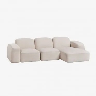 Bastian 3-delige Modulaire Chaise Longuebank Rechts Chenille Dik Wit - Sklum