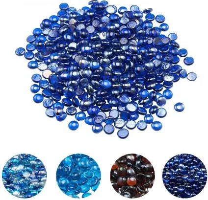 VEVOR Fire Glass, 9 kg hittebestendige glasstenen, 19 mm glasparels voor vuurkorven, rookvrij haardglas, vuurkristal, vuurparels, voor open haard, kobaltblauw