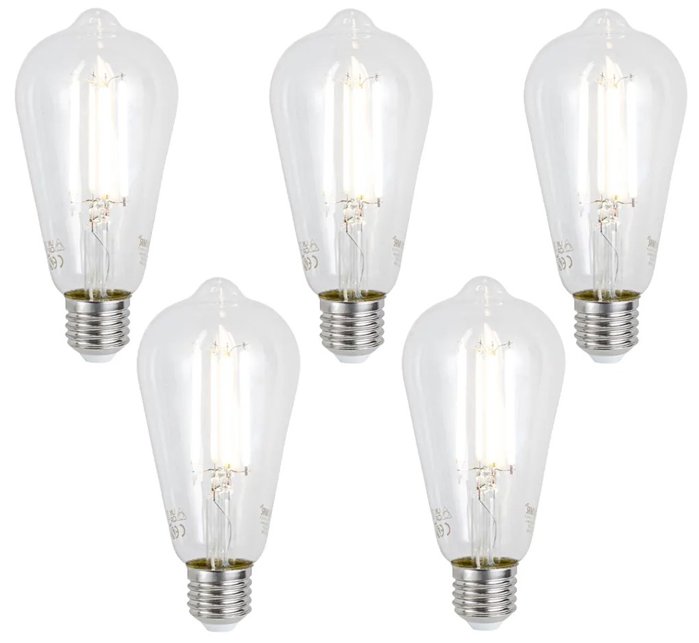 Set van 5 Smart E27 dimbare LED lampen ST64 helder 7W 806 lm 2700-6500K Zigbee