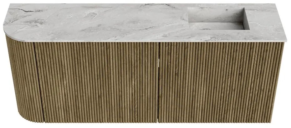 Mondiaz Joya DLux 100cm toiletmeubel ronding links dusk met wastafel faye rechts zonder kraangat glace