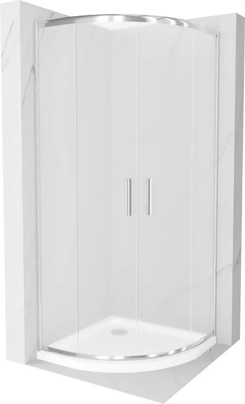 Mexen Rio halfklassieke douchecabine 80 x 80 cm, matglas, chroom + Flat douchebak, wit - 863-080-080-01-30-4110