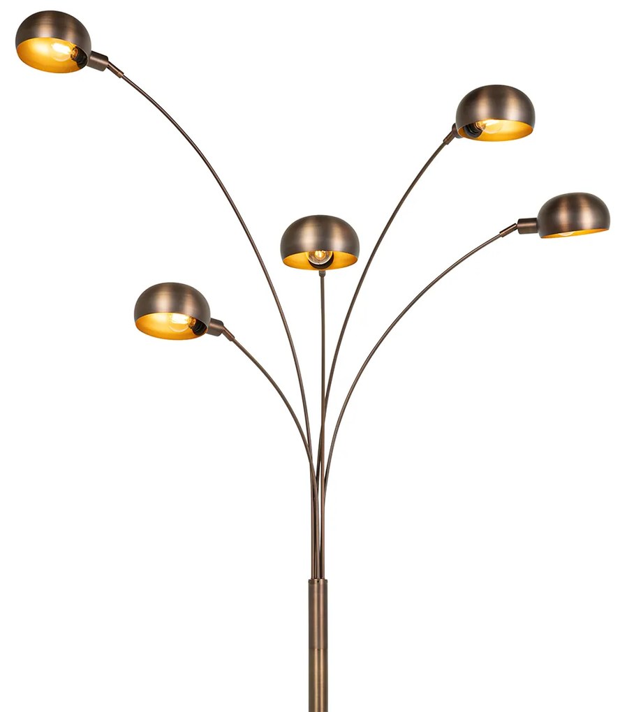 Design vloerlamp donkerbrons met goud 5-lichts - Sixties Marmo Design E14 Binnenverlichting Lamp