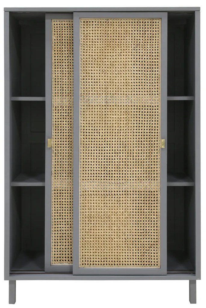HKliving Webbing Webbing Kast Met Schuifdeuren Grijs - 95x40x140cm.