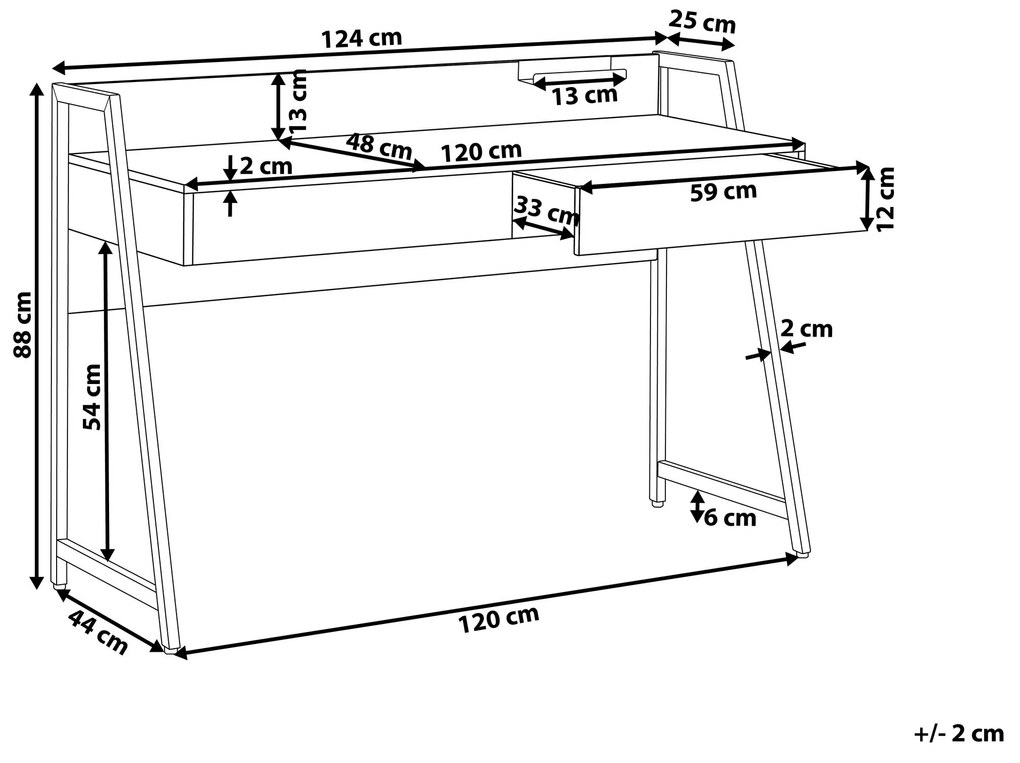 Bureau donkerbruin/wit 120 x 50 cm HARWICH Beliani