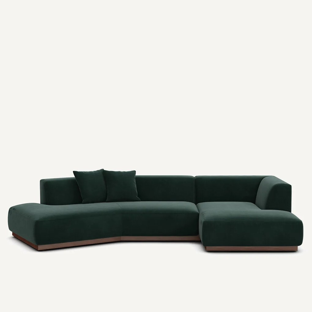 Rechter open hoekbank in fluweel, Jacopo