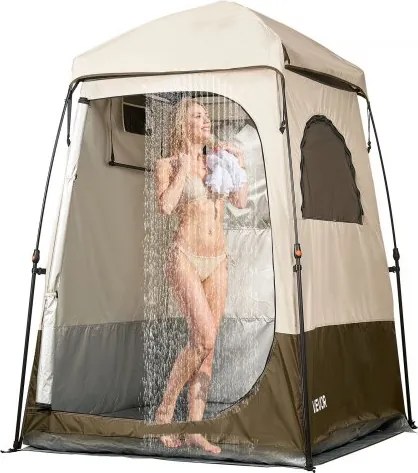 VEVOR 1-kamer douchetent, waterdichte toilettent (145x145x215 cm), omkleedtent incl. haringen, touwen, draagtas en dwarsbalk, gemaakt van 210D Oxford-stof voor kamperen, strand, vissen, kaki