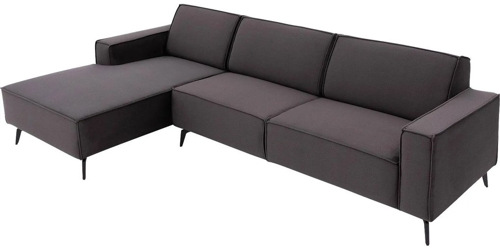 Goossens Hoekbank Hercules antraciet, stof, 2,5-zits, modern design met chaise longue links