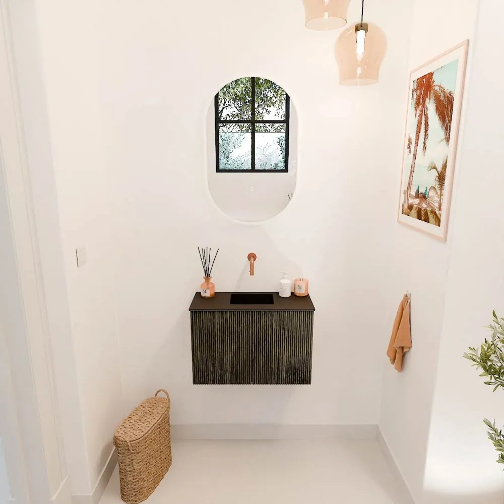Mondiaz Joya 60cm toiletmeubel shadow met wastafel faye midden zonder kraangat urban
