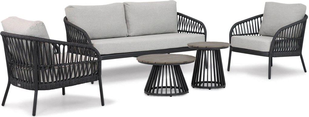 Stoel en Bank Loungeset 4 personen Aluminium/rope Grijs  Coco Puerto/Sorrento