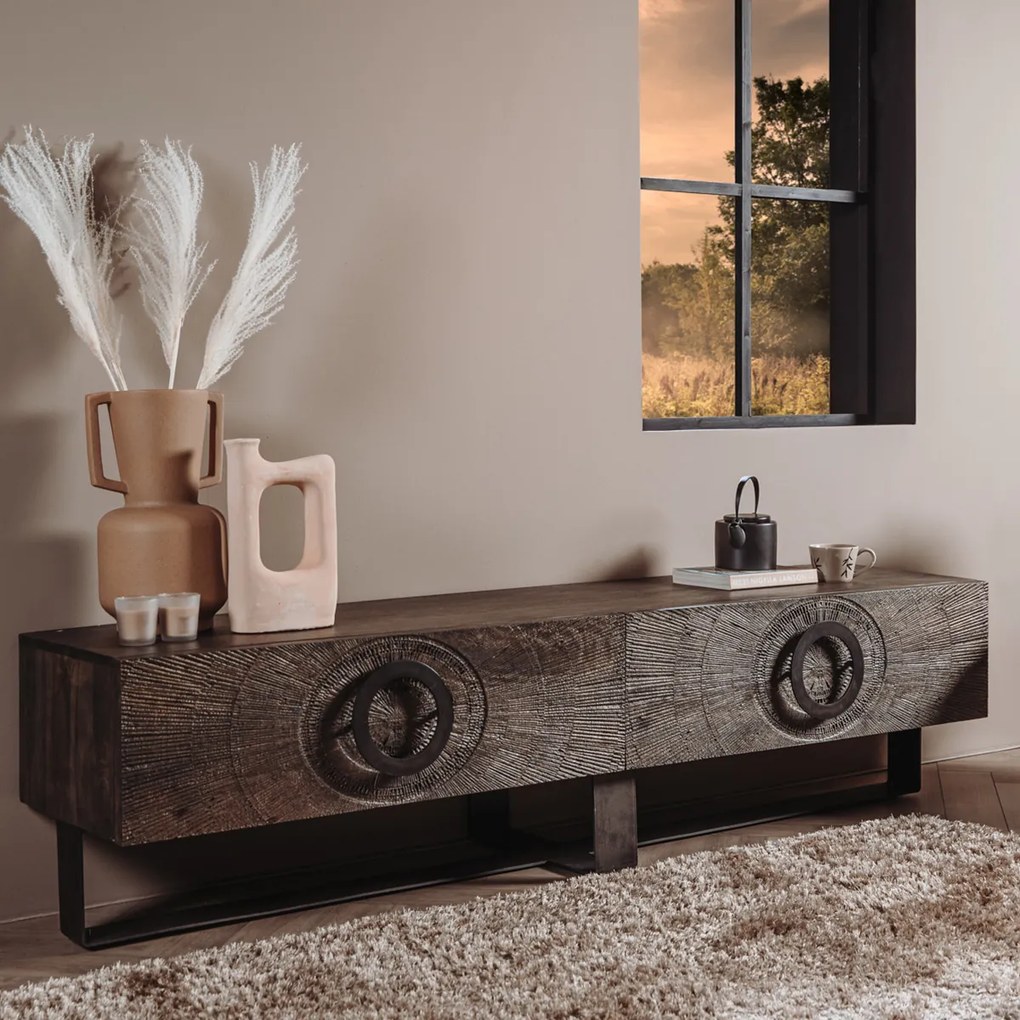 Uniek Tv-meubel Mangohout - 200x48x50cm.