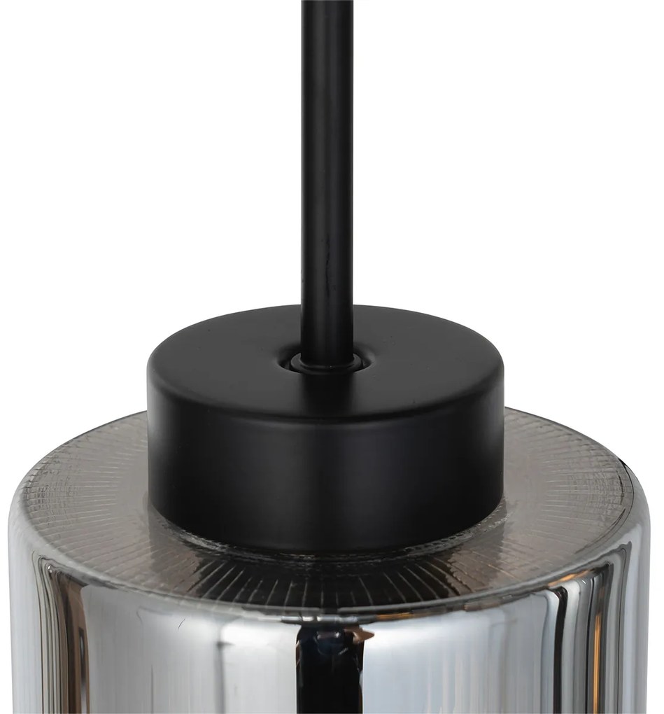 Smart hanglamp met dimmer zwart met smoke glas 7-lichts incl. 7 Wifi ST64 - Laura Modern E27 rond Binnenverlichting Lamp