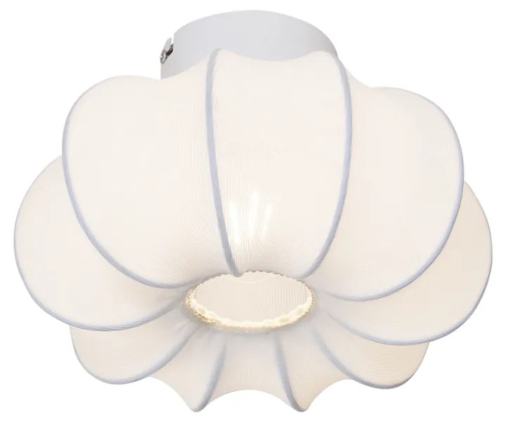 Stoffen Japandi plafondlamp wit 27cm - Plu AsyeshaJapandi E27 rond Binnenverlichting Lamp