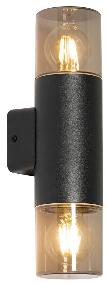 Moderne buiten wandlamp zwart 2-lichts IP44 - Odense Modern E27 IP44 Buitenverlichting rond