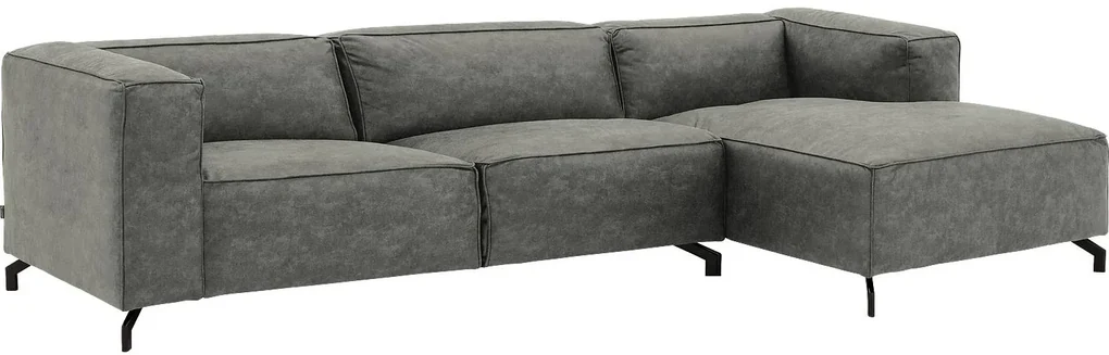 Goossens Bank Calvin grijs, micro leer, 3,5-zits, modern design