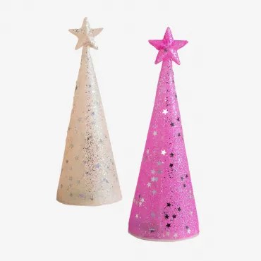 Set Van 2 Kerstversieringen Guerrit Wit - Roze Neon - Sklum