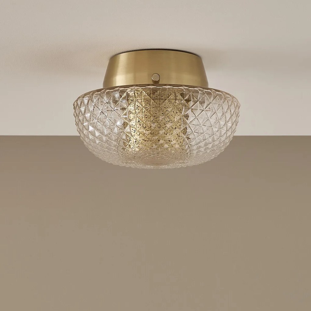 Wand- en plafondlamp, van geslepen glas en messing, diameter 20 cm, MISTINGUETT