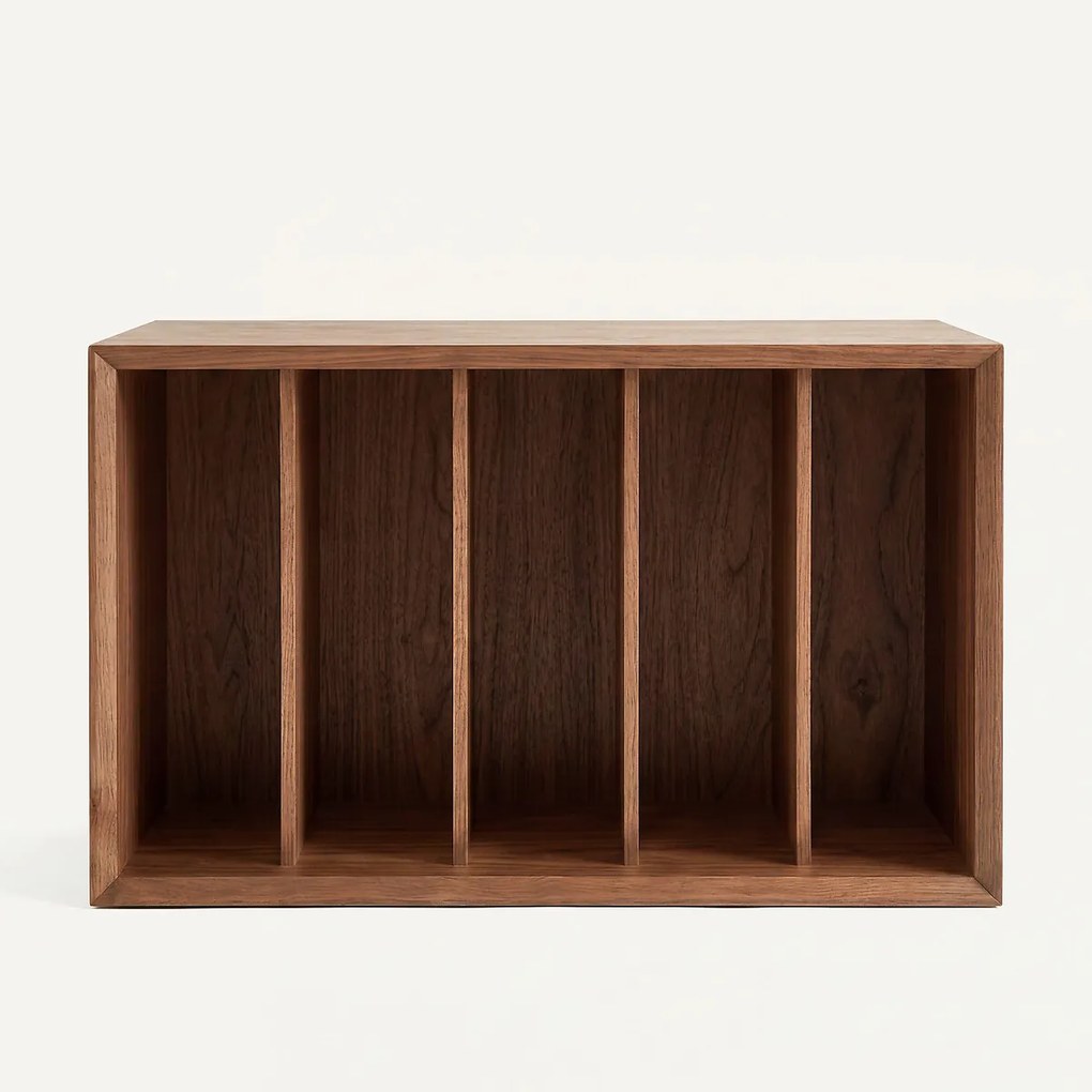 Kast voor vinylplaten in notenhoutfineer B60xD42 cm Archivita XL