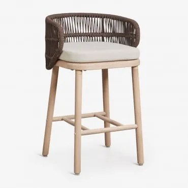 Set Van 2 Hoge Tuinkrukken Van Acaciahout En Gevlochten Touw Capri Bruin – Chocolade & ↑65 Cm - Sklum