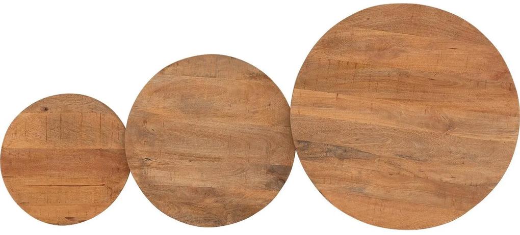 Goossens Salontafel Jelle XL rond, hout mango bruin, urban industrieel, 73 x 44 x 73 cm