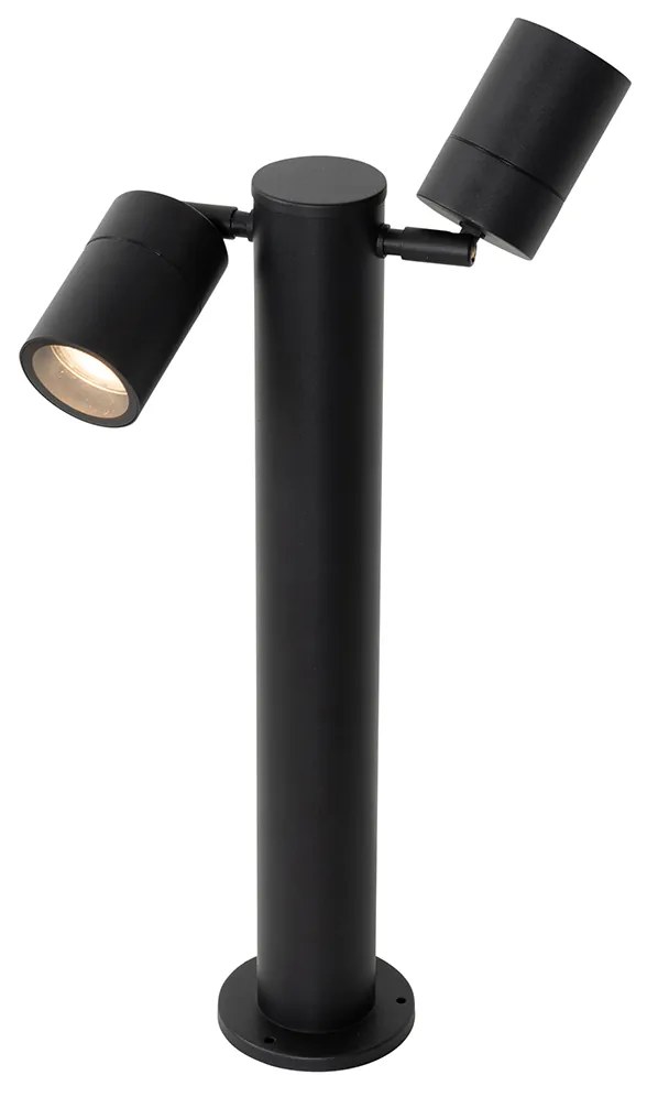 Buitenlamp zwart met grondpin en kabelmof 45cm 2-lichts IP44 - Duo