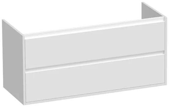Saniclass New Future wastafelonderkast 120x46x55cm 2 softclose greeploze lades met 2 sifonuitsparingen MDF hoogglans Wit 10608