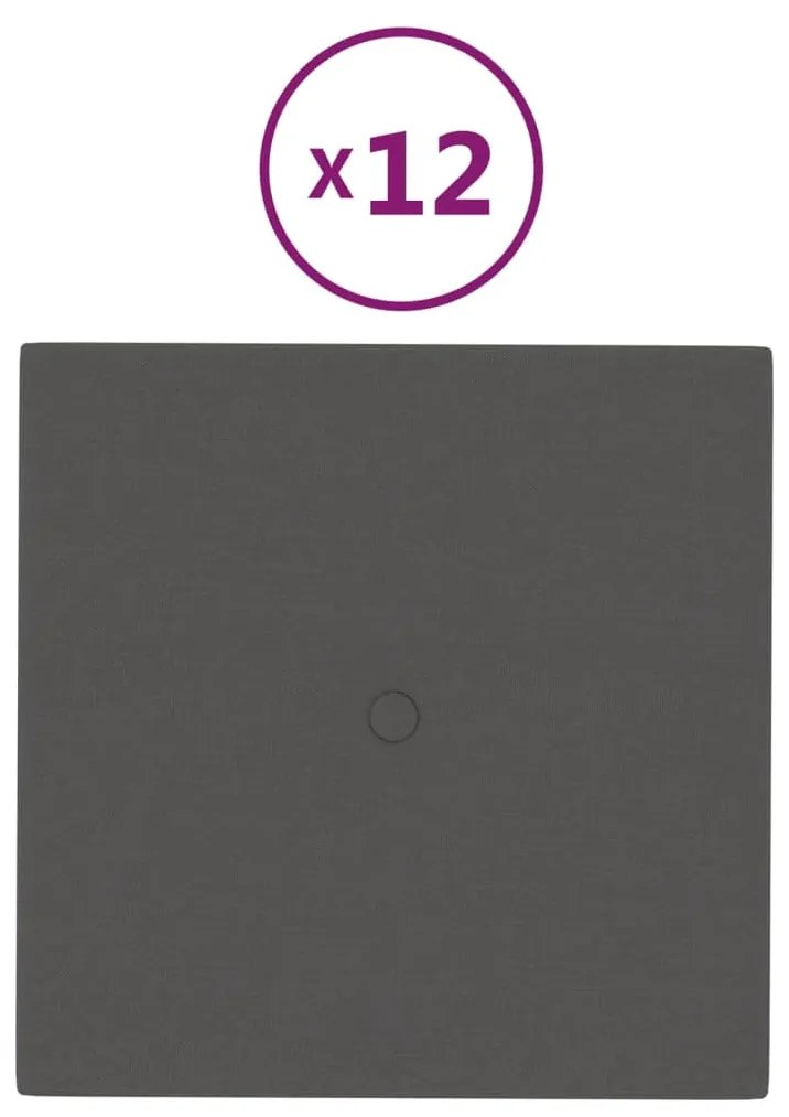 vidaXL Wandpanelen 12 st 1,08 m² 30x30 cm stof donkergrijs