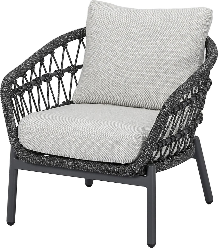 Arezzo low dining loungestoel antraciet rope