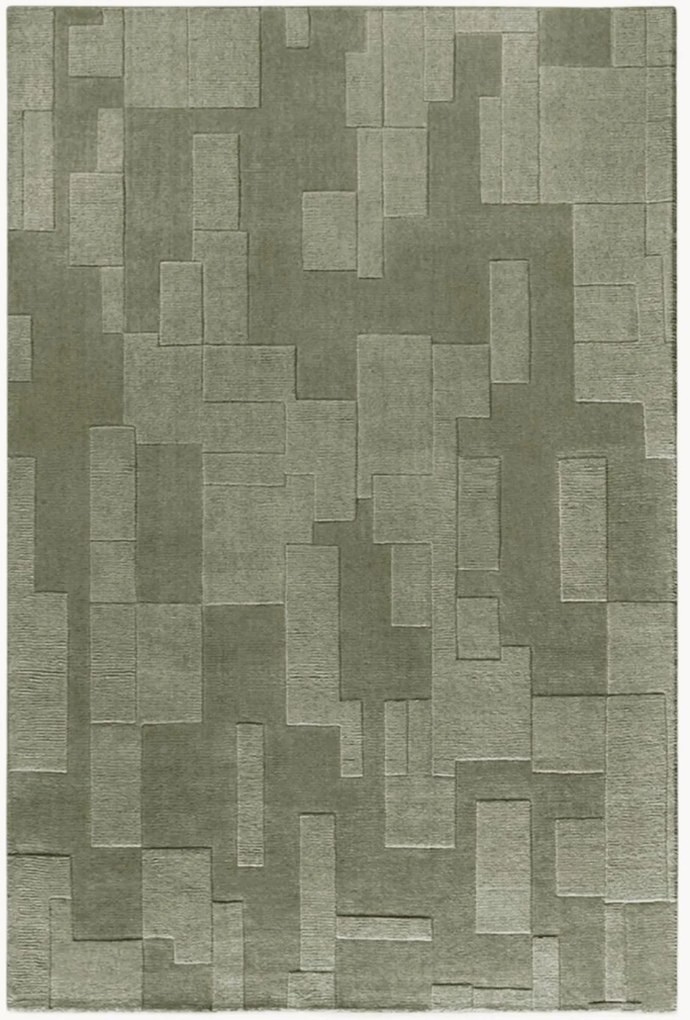 Wollen vloerkleed Wilhelmine met hoog-laag effect