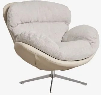 Set Van 2 Draaifauteuils In Amanda Bouclé Stof Bouclé Gebroken Wit - Sklum