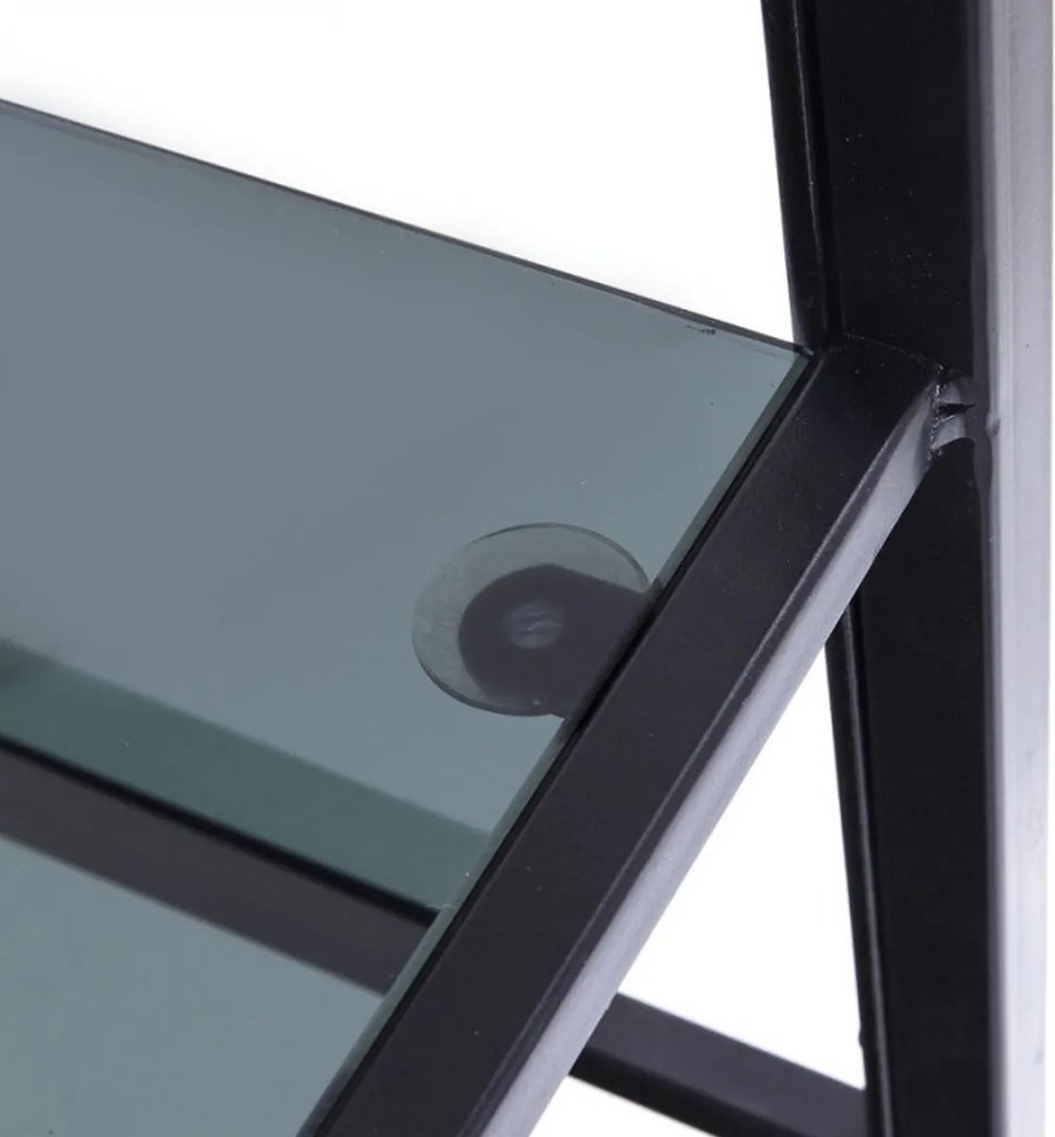 Hoog Wandrek Staal Met Glas - 115x30x195cm.