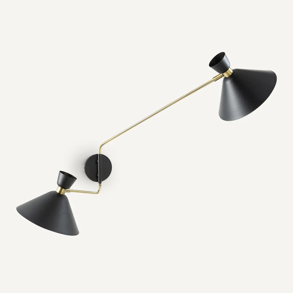 Dubbele wandlamp, verouderde messing Zoticus