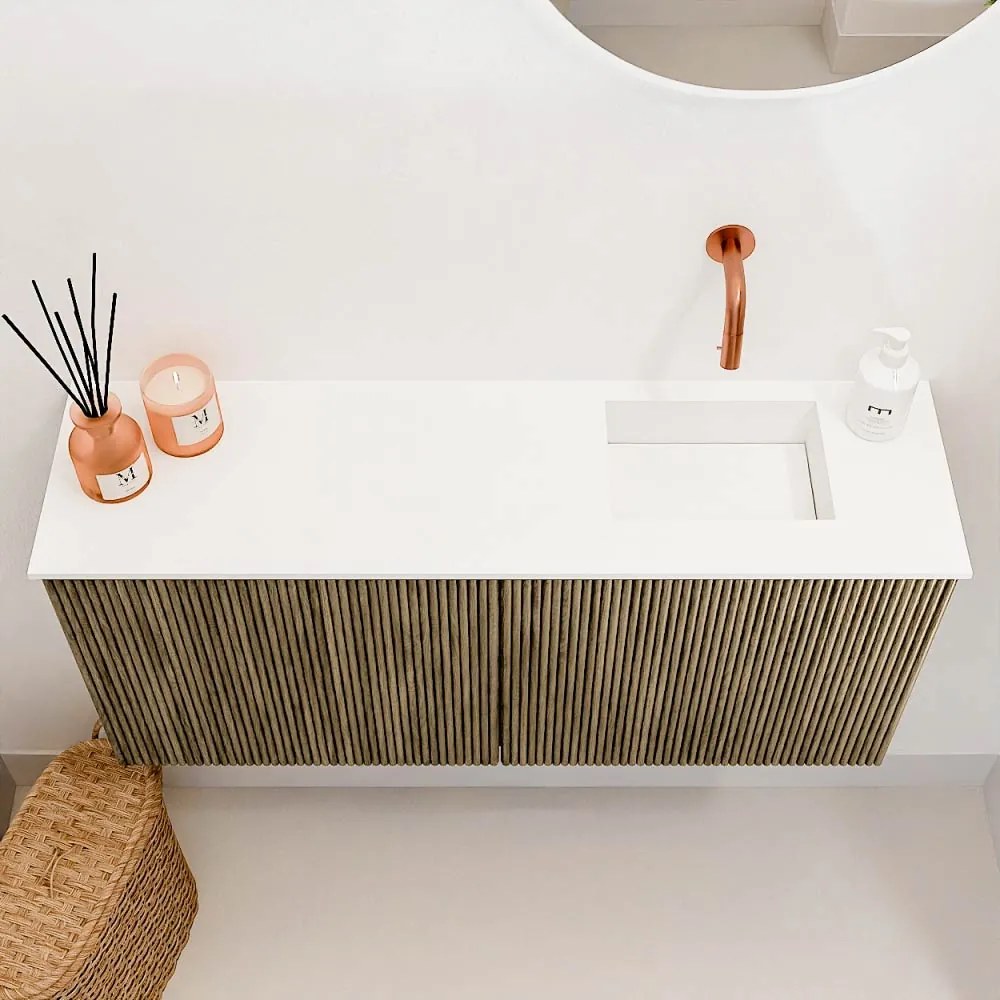 Mondiaz Joya 90cm toiletmeubel dusk met wastafel faye rechts zonder kraangat talc