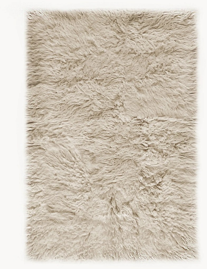 Handgeweven langpolig wollen vloerkleed Shaggy