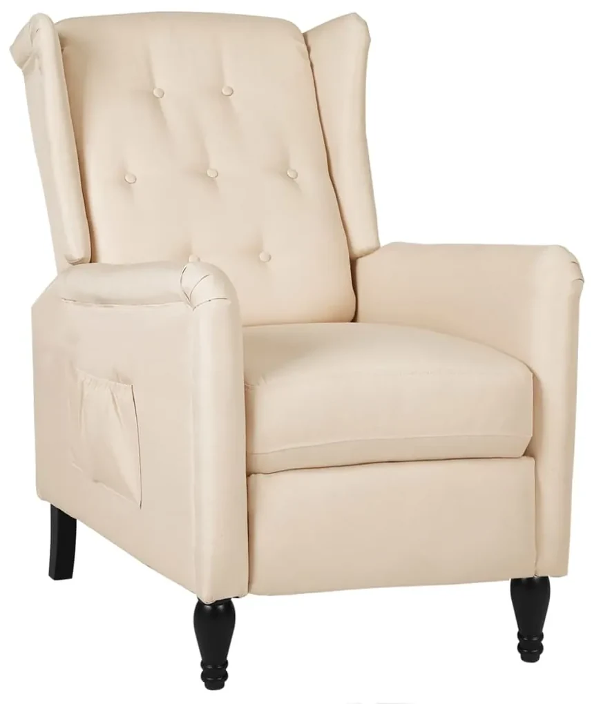 vidaXL Fauteuil verstelbaar stof crèmekleurig