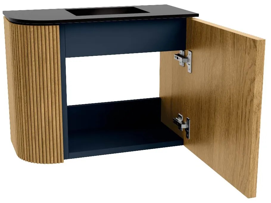 Mondiaz Joya 50cm toiletmeubel ronding links oak met wastafel faye rechts 1 kraangat urban