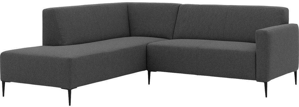 Goossens Key West grijs, stof, 2-zits, modern design met ligelement links