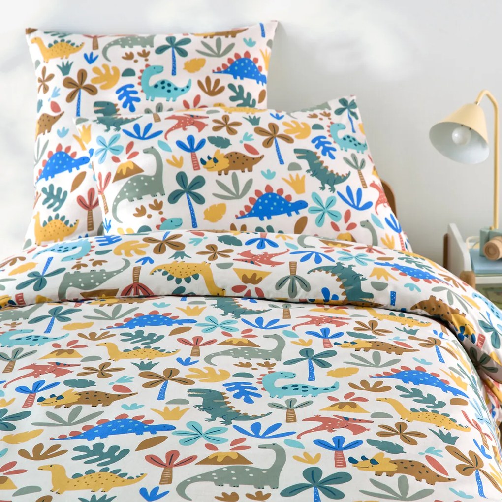 Kinderdekbedovertrek, 30% gerecycled katoen, dinosaurusprint, DINO