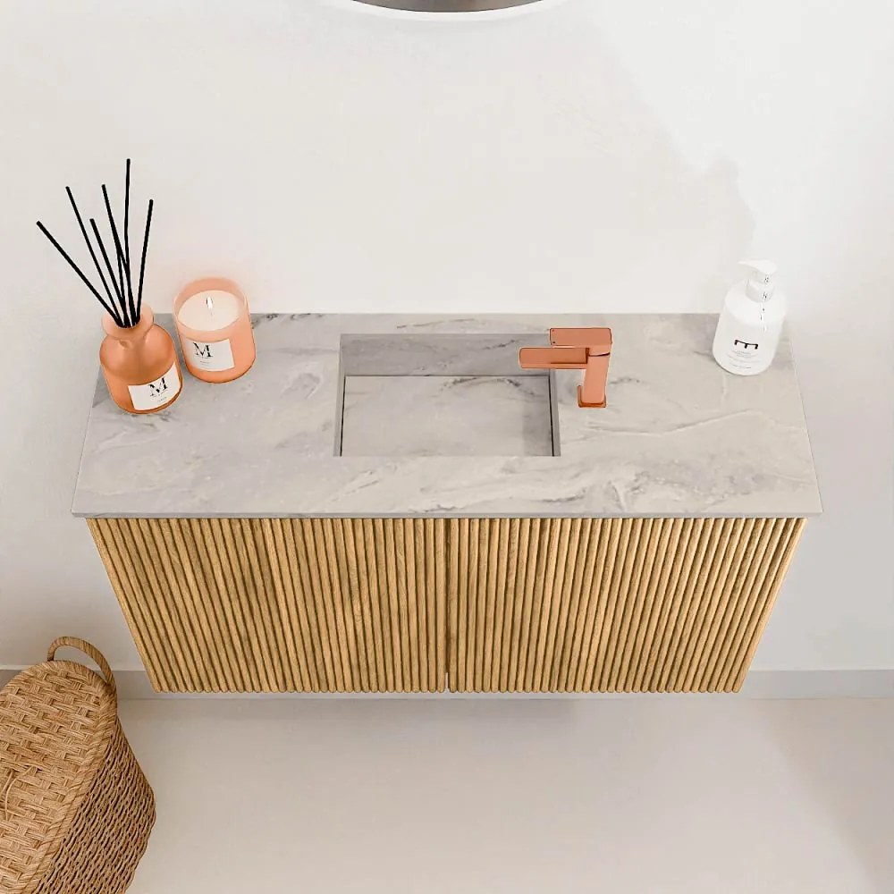 Mondiaz Joya DLux 70cm toiletmeubel oak met wastafel faye midden 1 kraangat glace